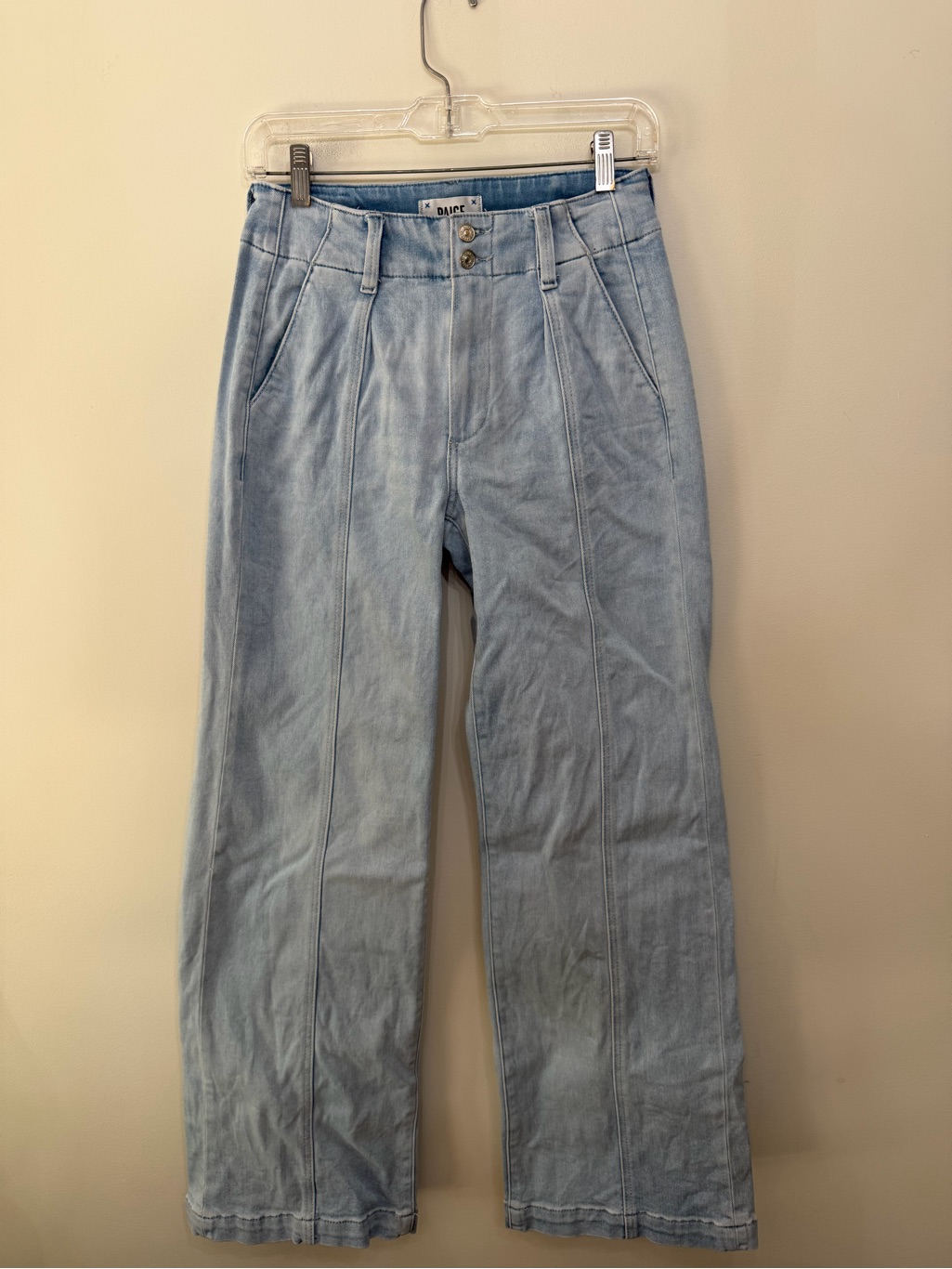 Paige Brooklyn Wide Leg Jeans Light Wash High Rise Denim Cotton Blend Womenâs 25